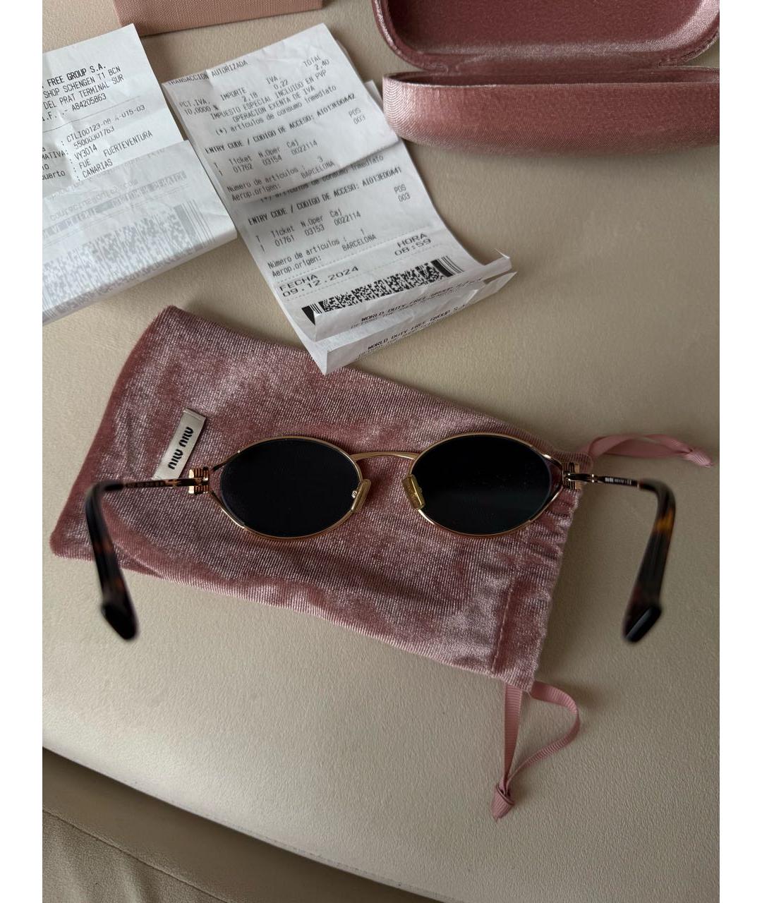 MIU MIU Розовые металлические солнцезащитные очки, фото 6