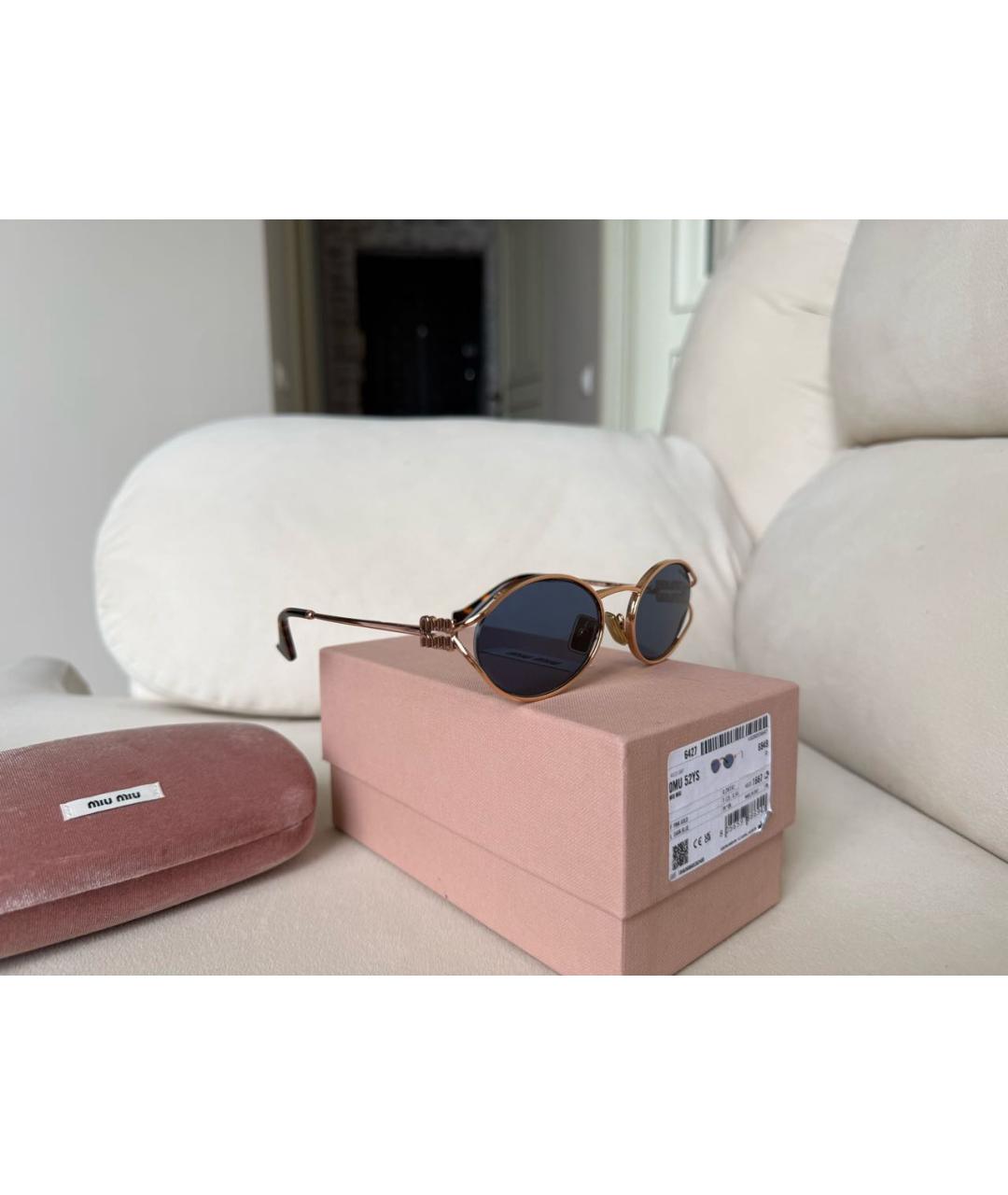 MIU MIU Розовые металлические солнцезащитные очки, фото 2