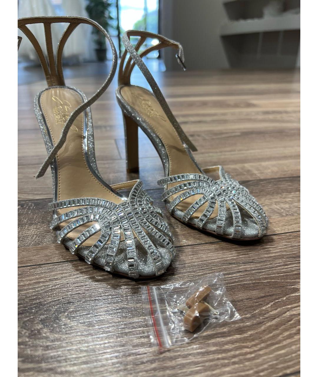 BADGLEY MISCHKA Серебряные босоножки, фото 5