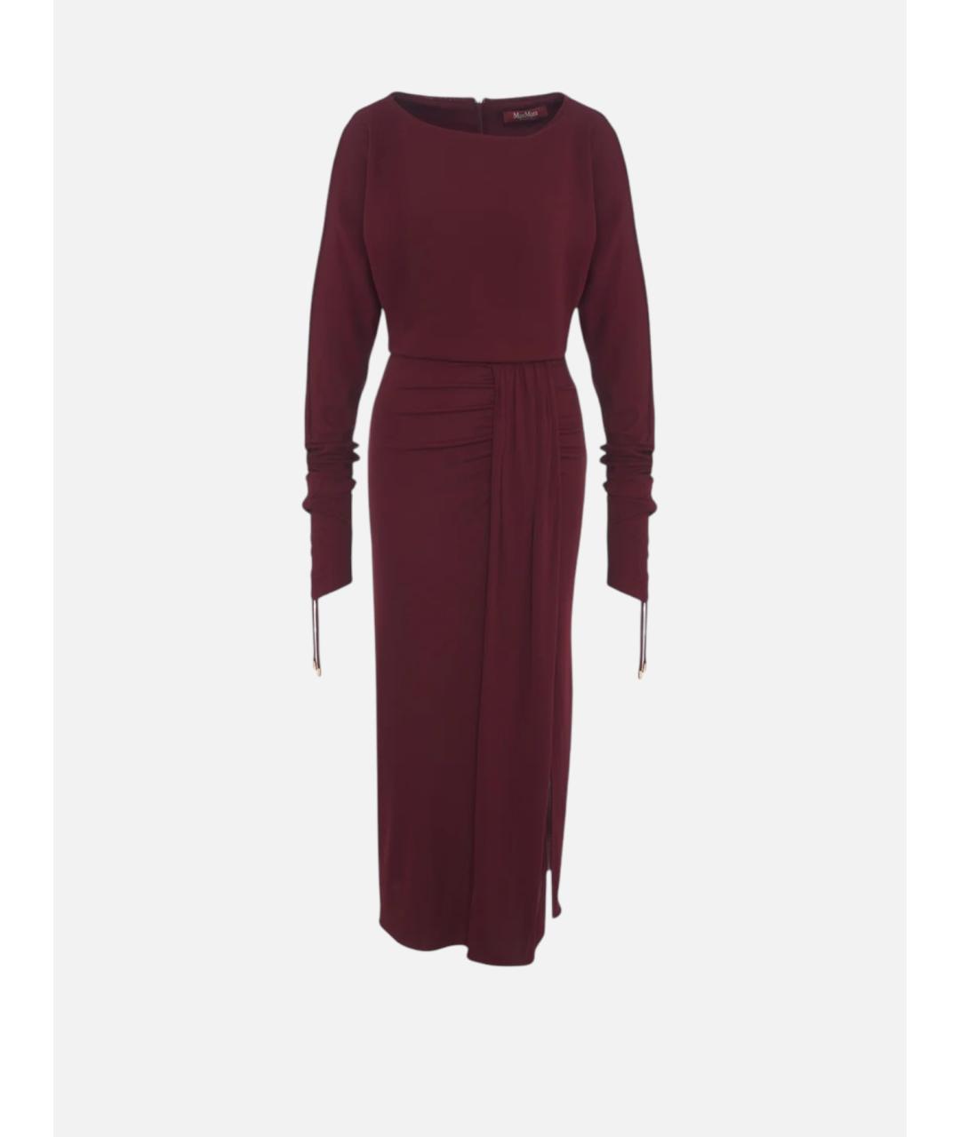 MAX MARA STUDIO Бордовое вискозное повседневное платье, фото 1