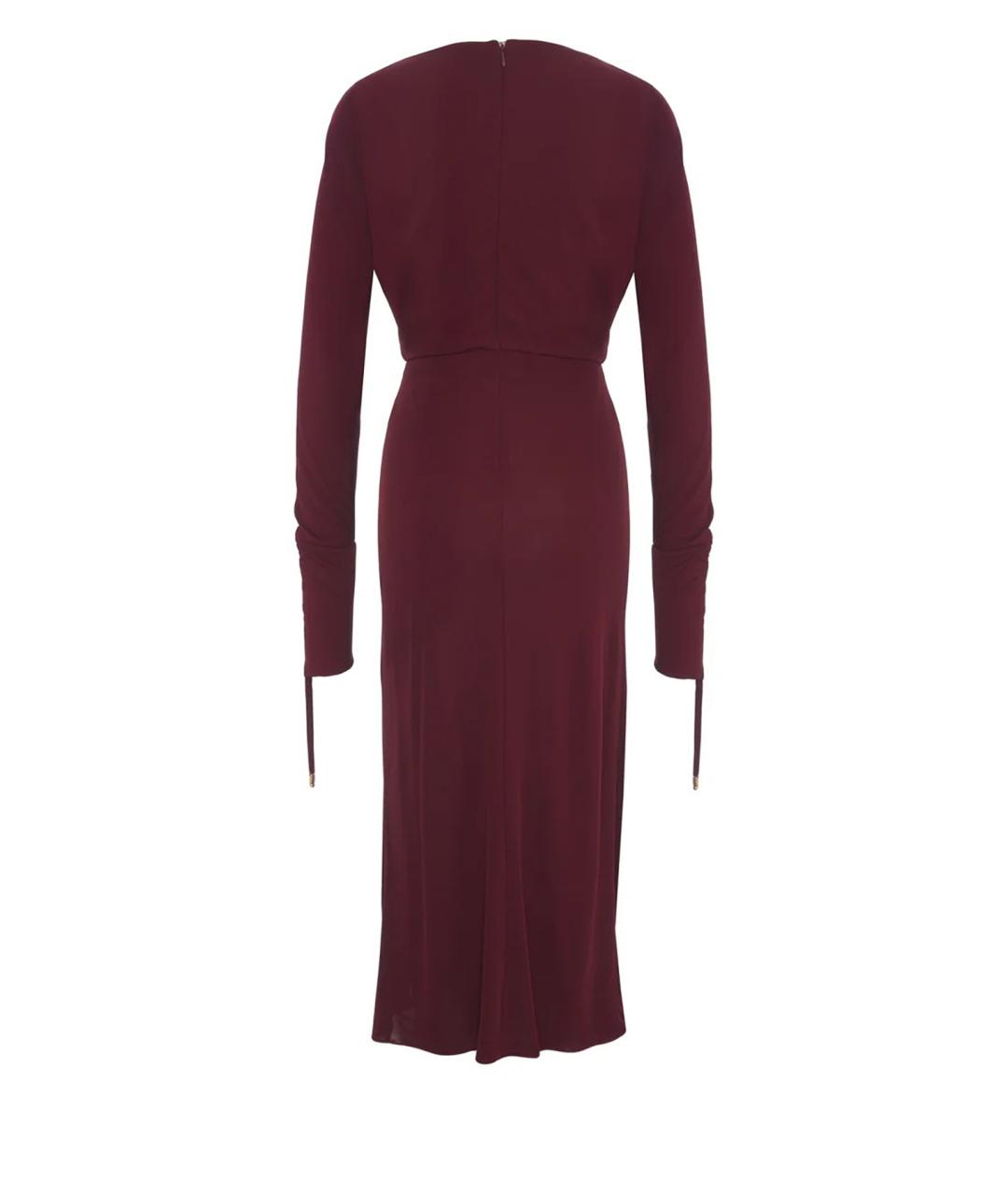 MAX MARA STUDIO Бордовое вискозное повседневное платье, фото 2