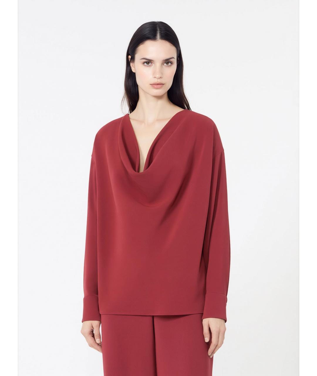 MAX MARA STUDIO Бордовая ацетатная блузы, фото 3