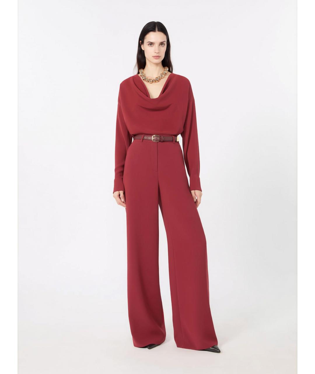 MAX MARA STUDIO Бордовая ацетатная блузы, фото 2