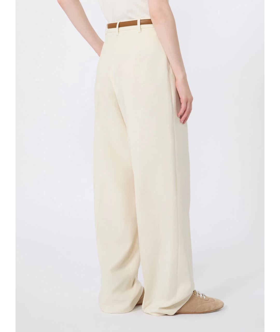 MAX MARA STUDIO Белые хлопковые брюки широкие, фото 4
