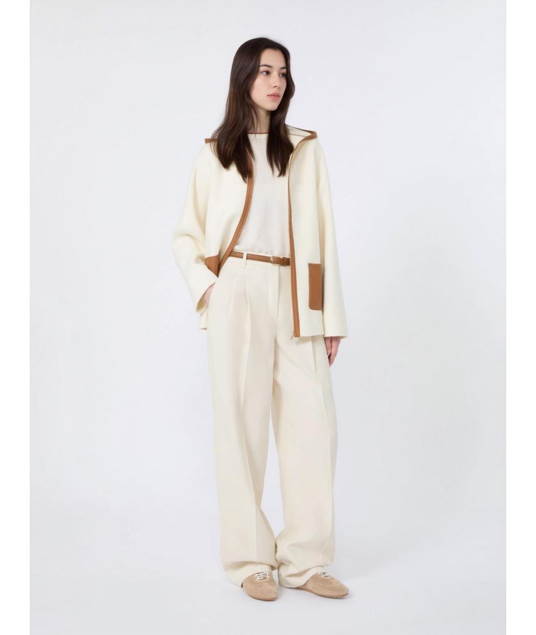 MAX MARA STUDIO Белые хлопковые брюки широкие, фото 2