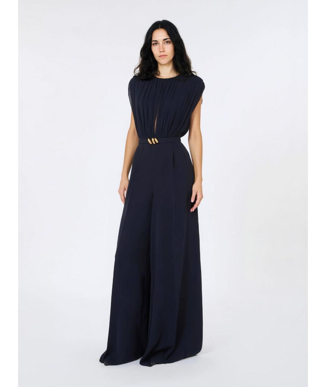 MAX MARA STUDIO Синий шелковый комбинезон, фото 2