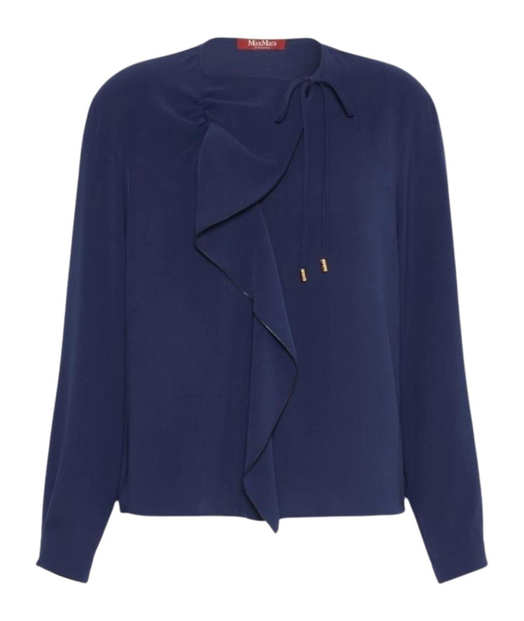 MAX MARA STUDIO Синяя ацетатная блузы, фото 1