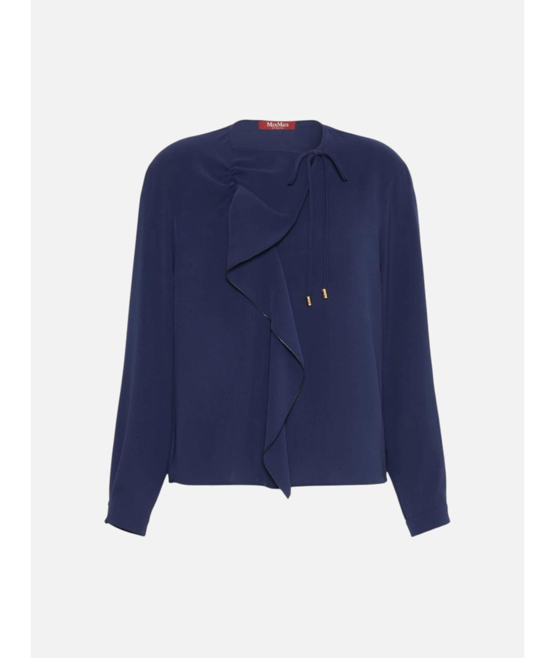MAX MARA STUDIO Синяя ацетатная блузы, фото 1