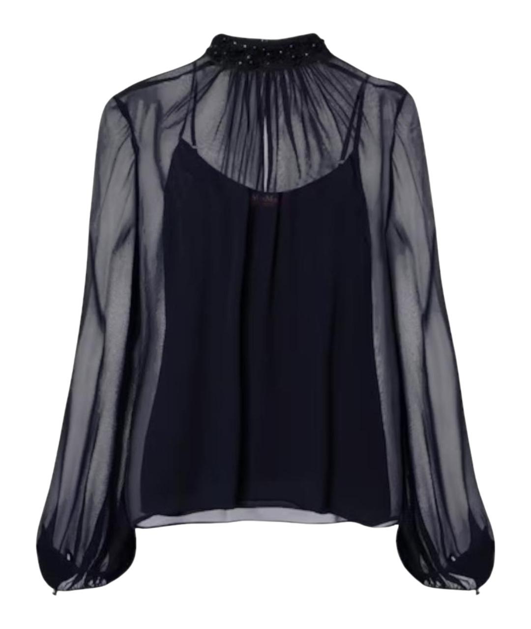 MAX MARA STUDIO Синяя шелковая блузы, фото 1