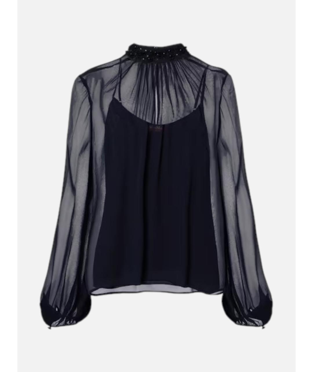 MAX MARA STUDIO Синяя шелковая блузы, фото 1