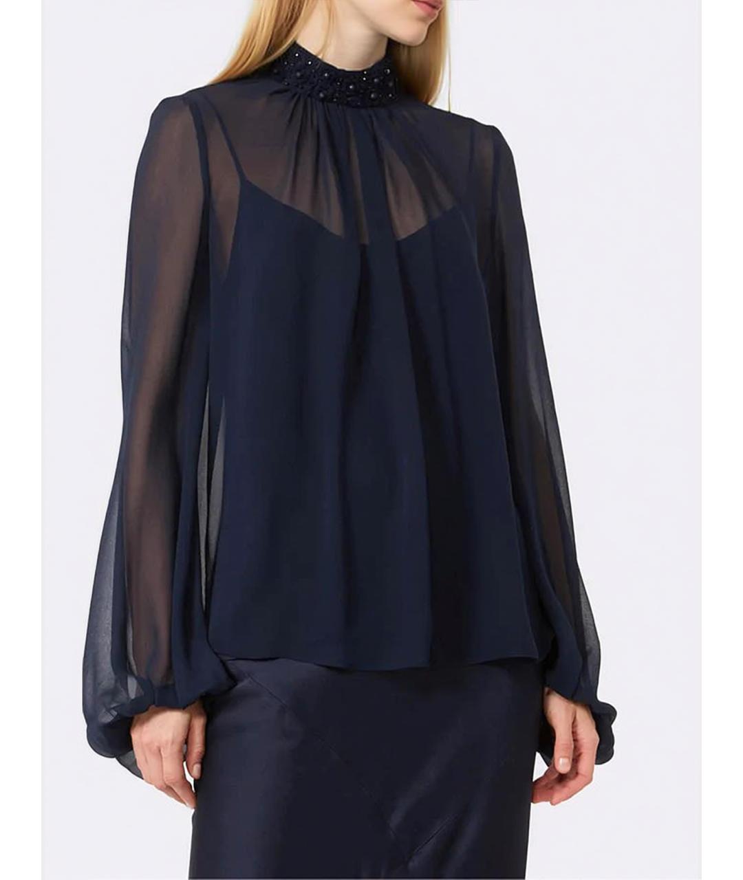 MAX MARA STUDIO Синяя шелковая блузы, фото 4