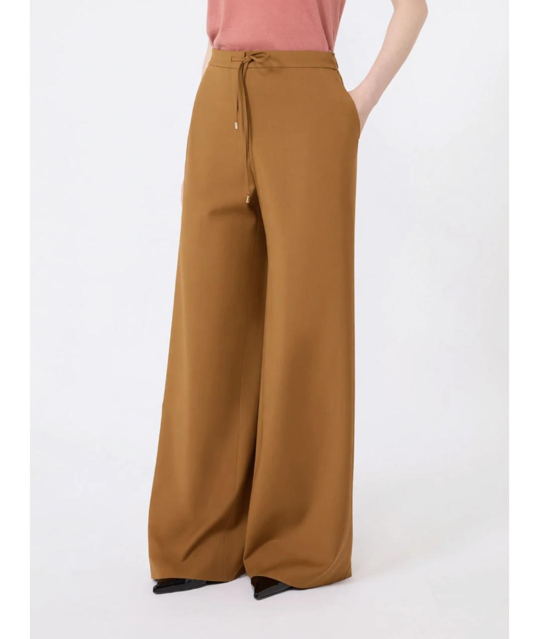 MAX MARA STUDIO Бежевые шерстяные брюки широкие, фото 2