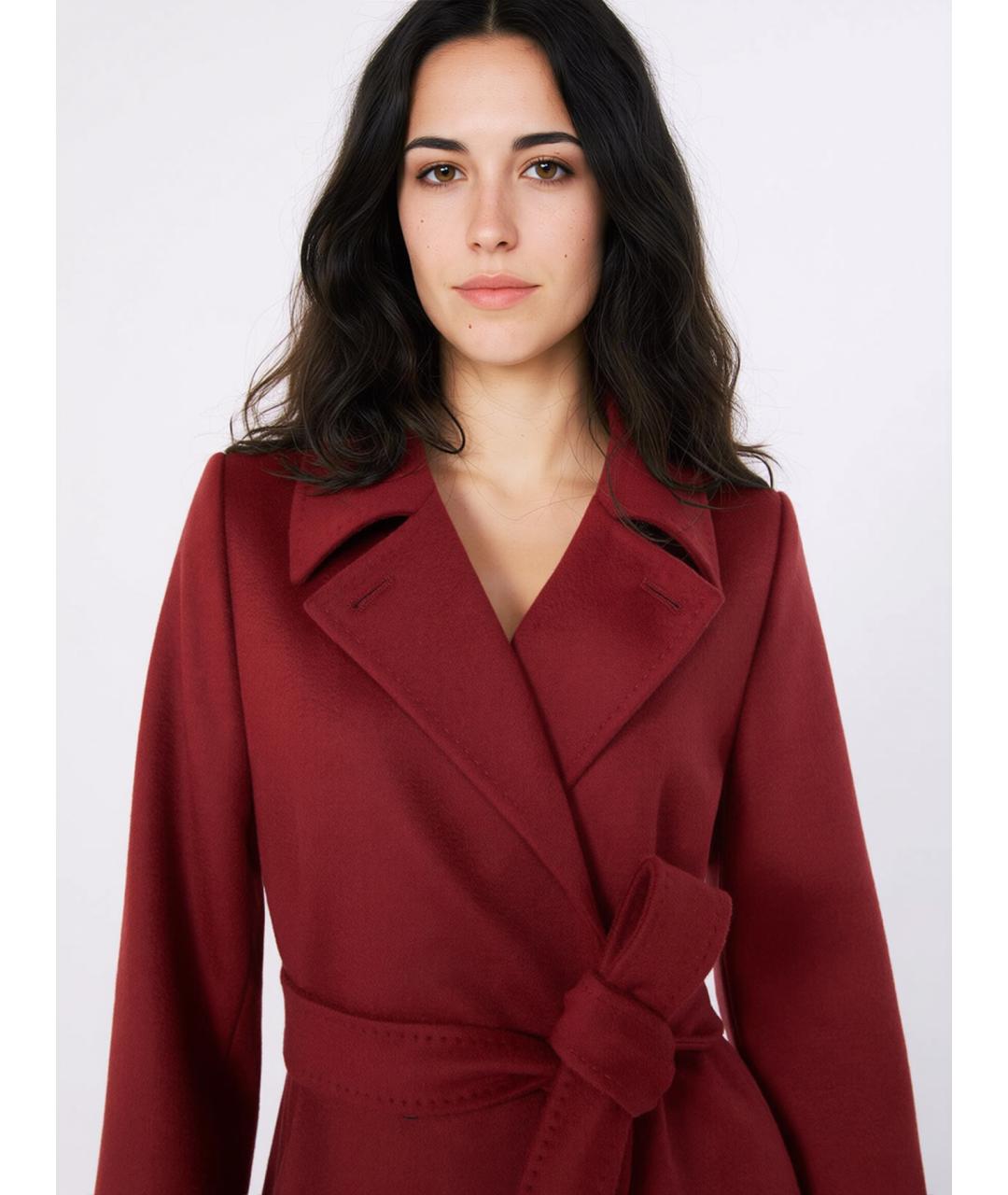 MAX MARA STUDIO Бордовое шерстяное пальто, фото 4