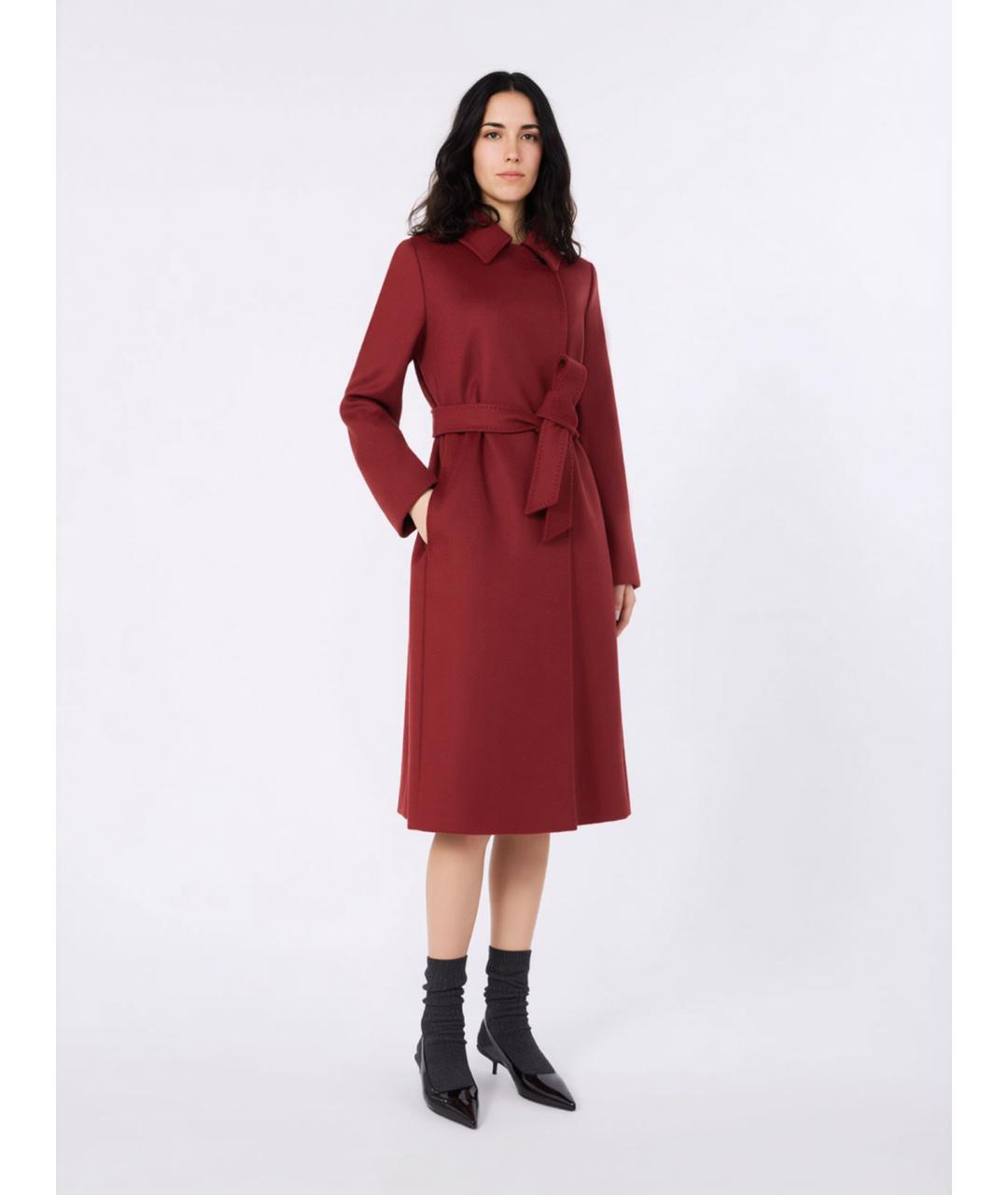 MAX MARA STUDIO Бордовое шерстяное пальто, фото 5