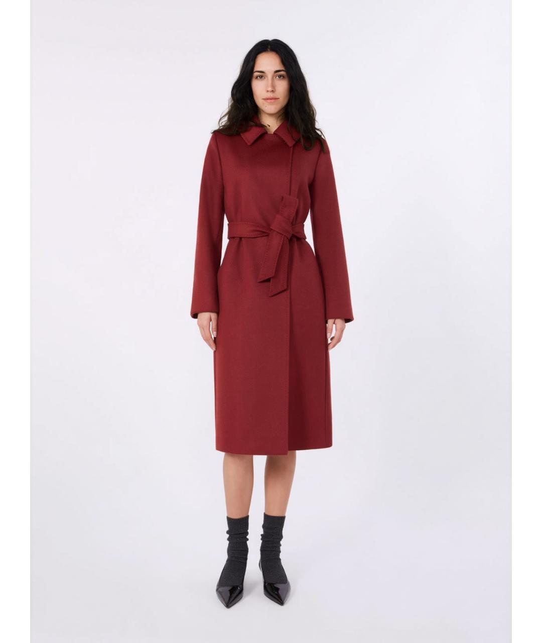 MAX MARA STUDIO Бордовое шерстяное пальто, фото 2