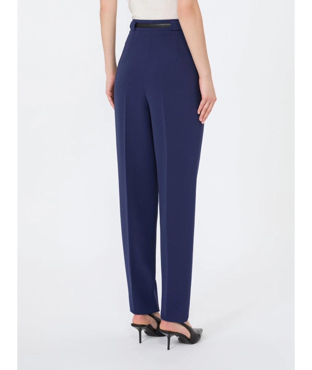 MAX MARA STUDIO Синие ацетатные прямые брюки, фото 4