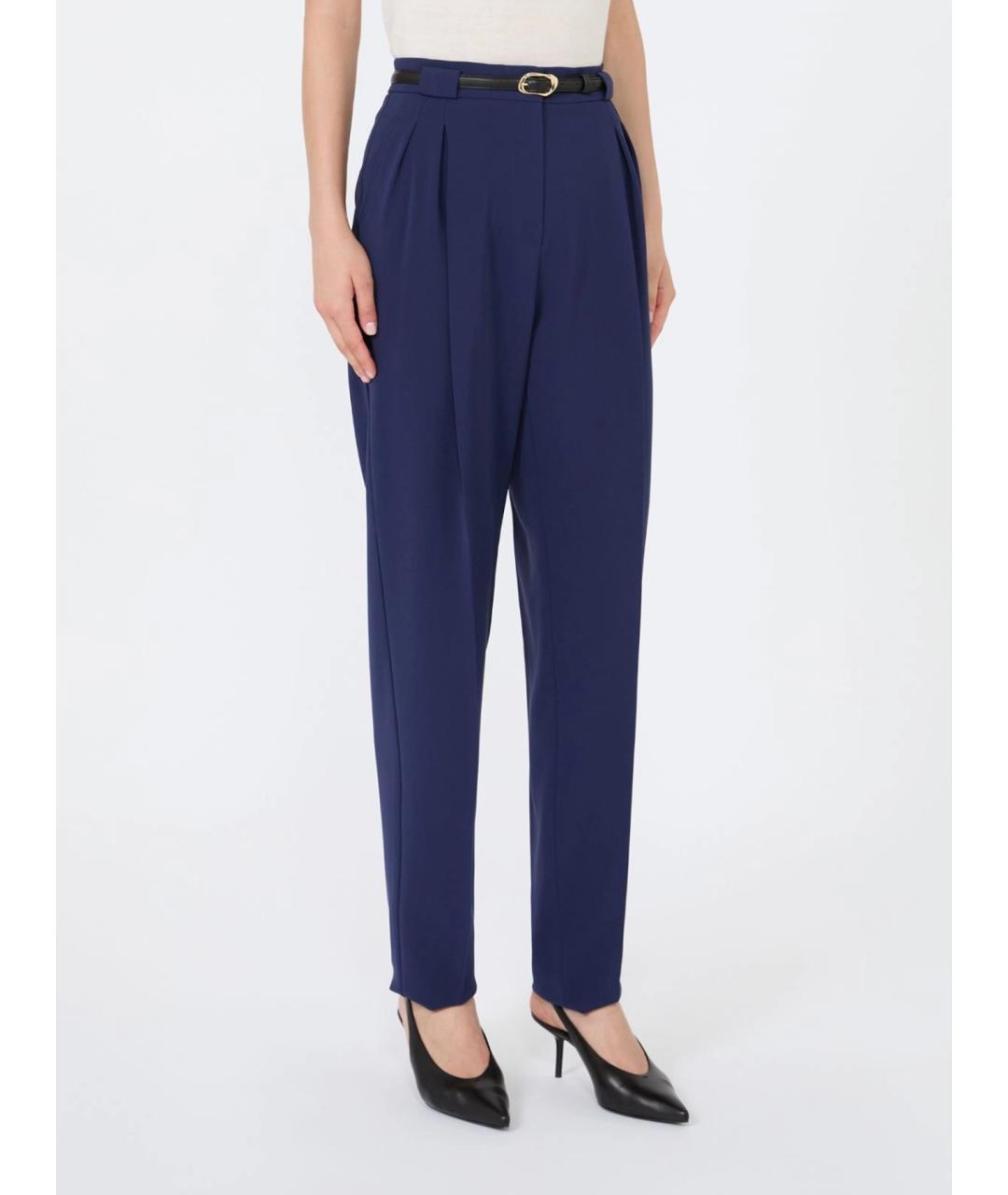 MAX MARA STUDIO Синие ацетатные прямые брюки, фото 3