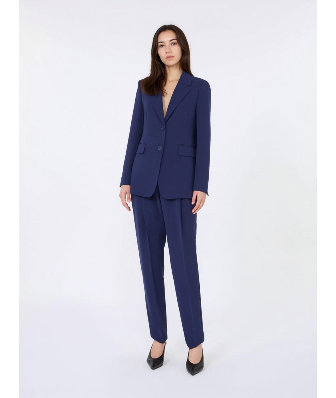 MAX MARA STUDIO Синие ацетатные прямые брюки, фото 2