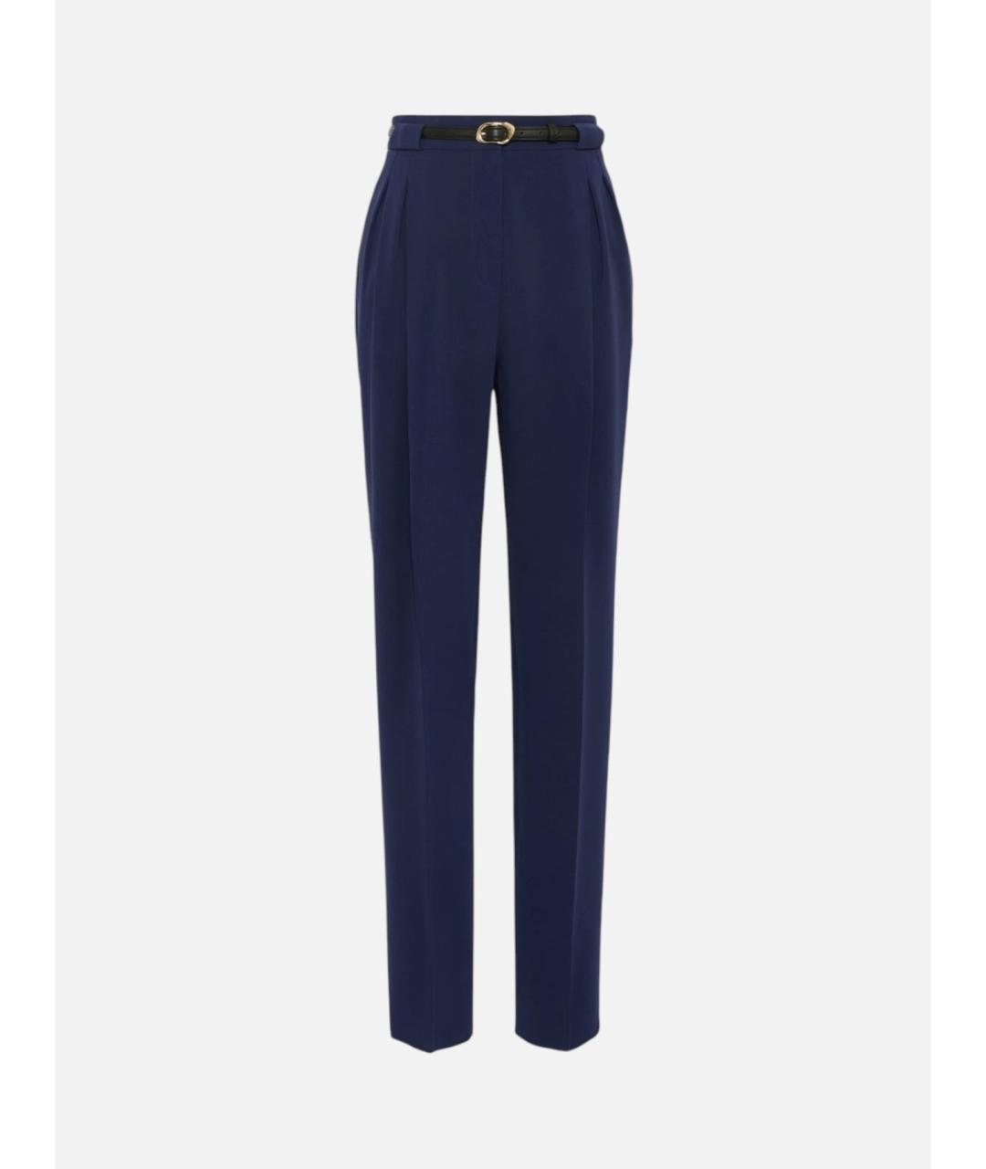MAX MARA STUDIO Синие ацетатные прямые брюки, фото 1