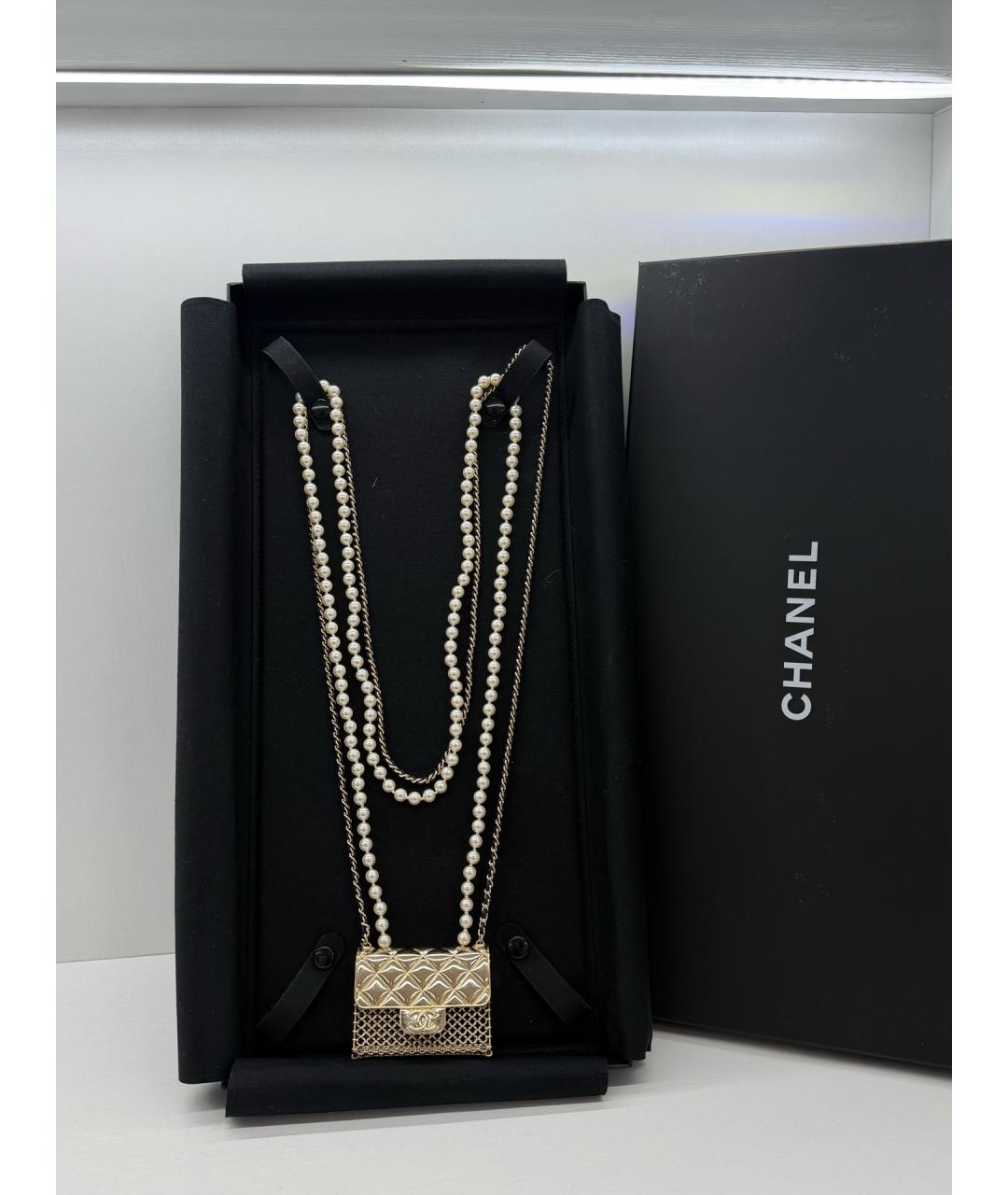 CHANEL Золотая сумка через плечо, фото 6