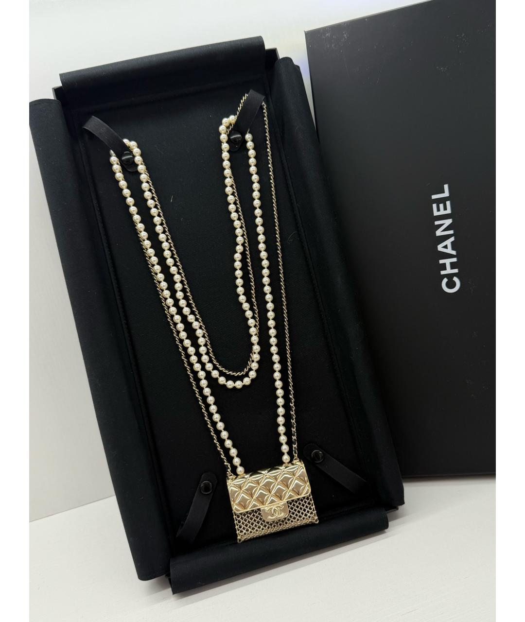 CHANEL Золотая сумка через плечо, фото 5