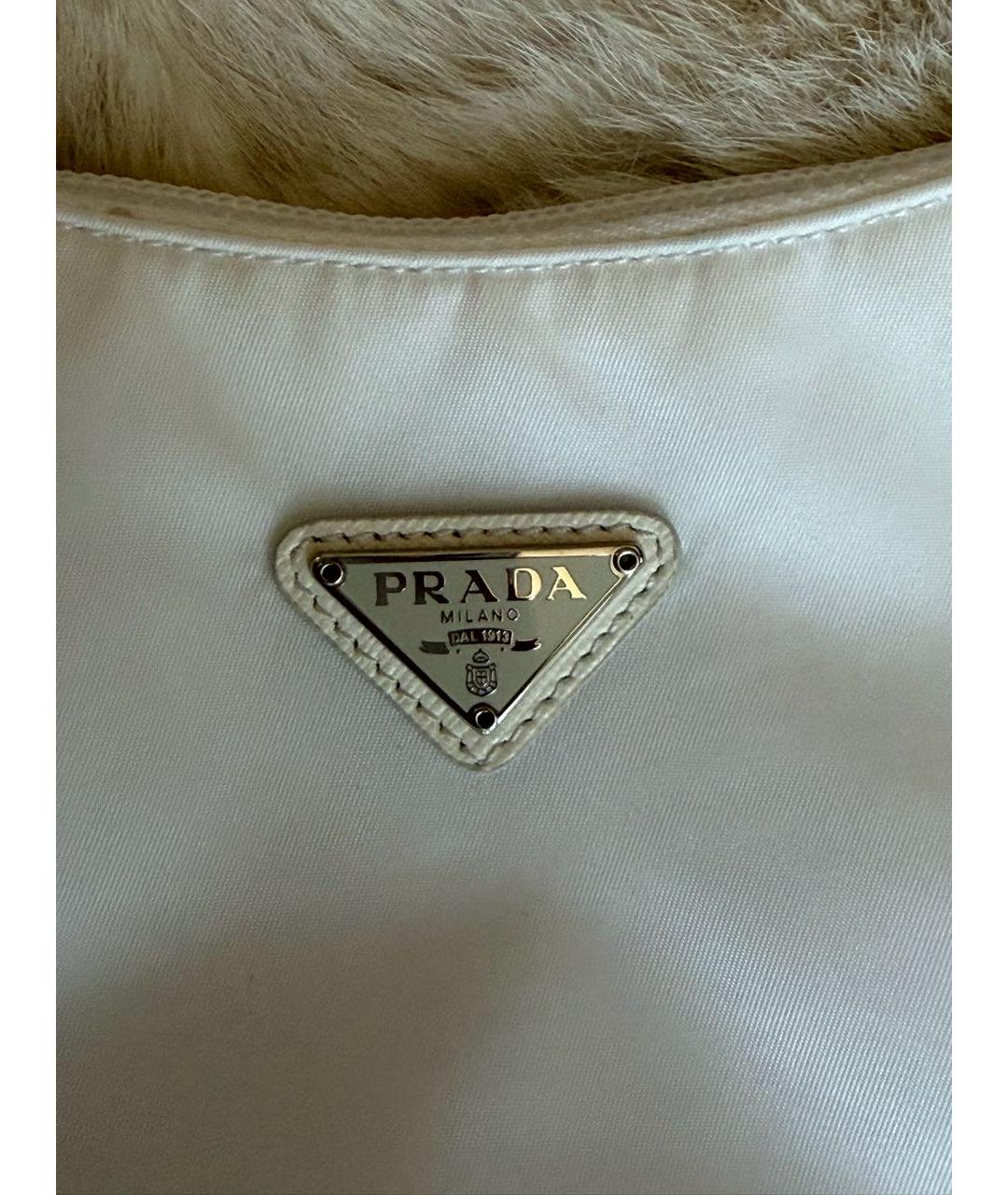 PRADA Белая нейлоновая сумка с короткими ручками, фото 3