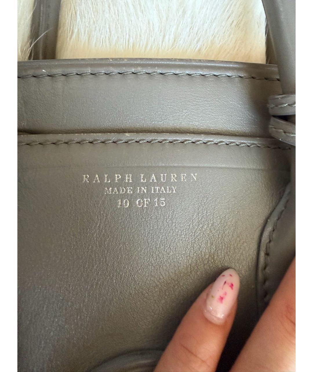 RALPH LAUREN Антрацитовая кожаная сумка с короткими ручками, фото 6