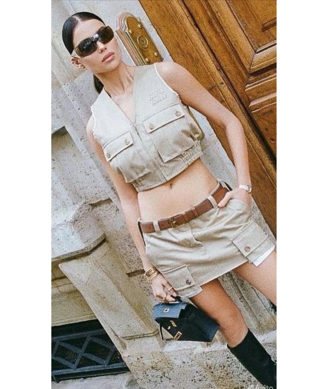 MIU MIU Бежевый хлопковый жилет, фото 6