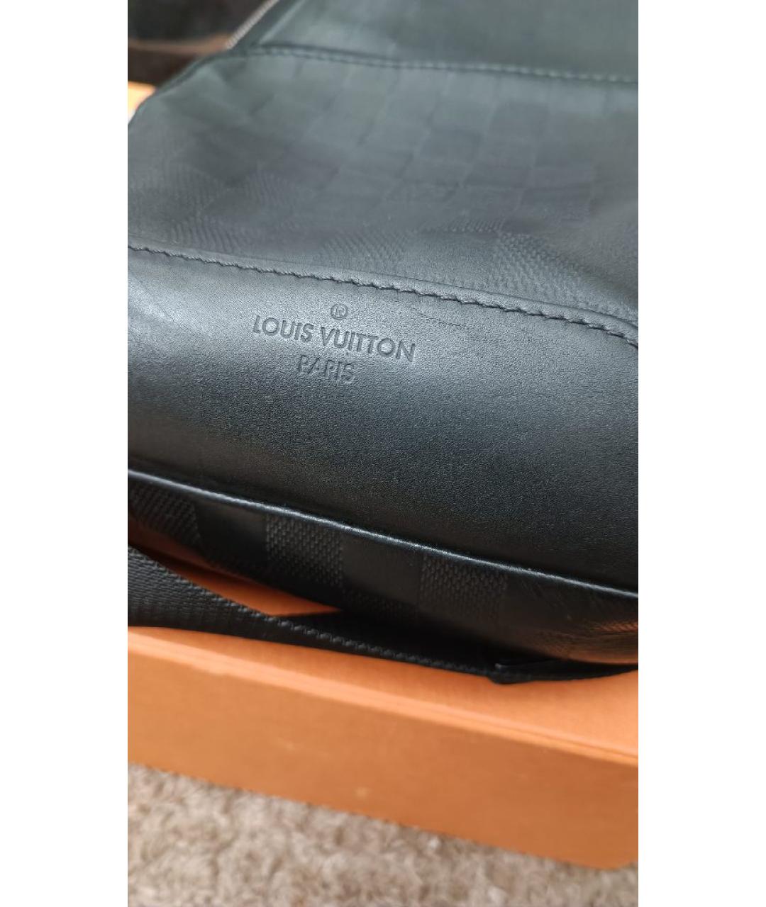 LOUIS VUITTON Черная кожаная сумка на плечо, фото 5
