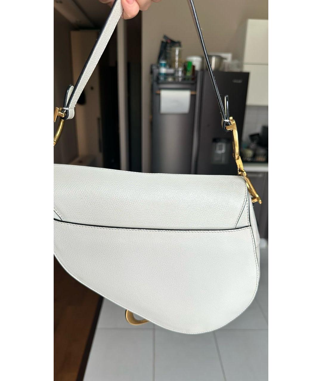 CHRISTIAN DIOR Белая кожаная сумка с короткими ручками, фото 3