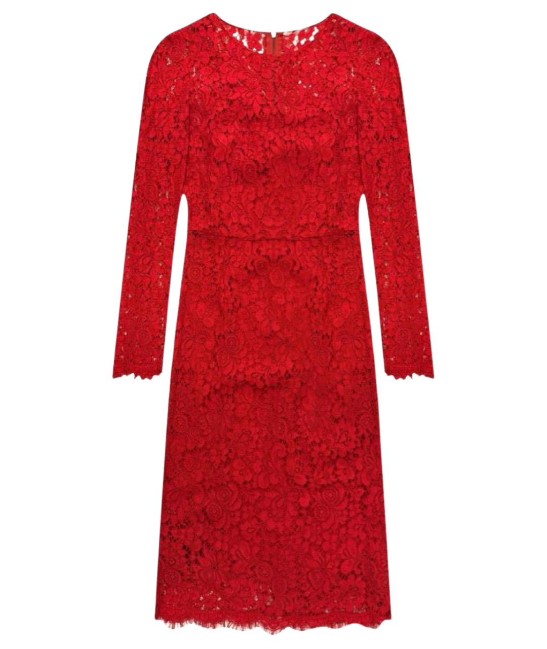 DOLCE&GABBANA Красное кружевное коктейльное платье, фото 1