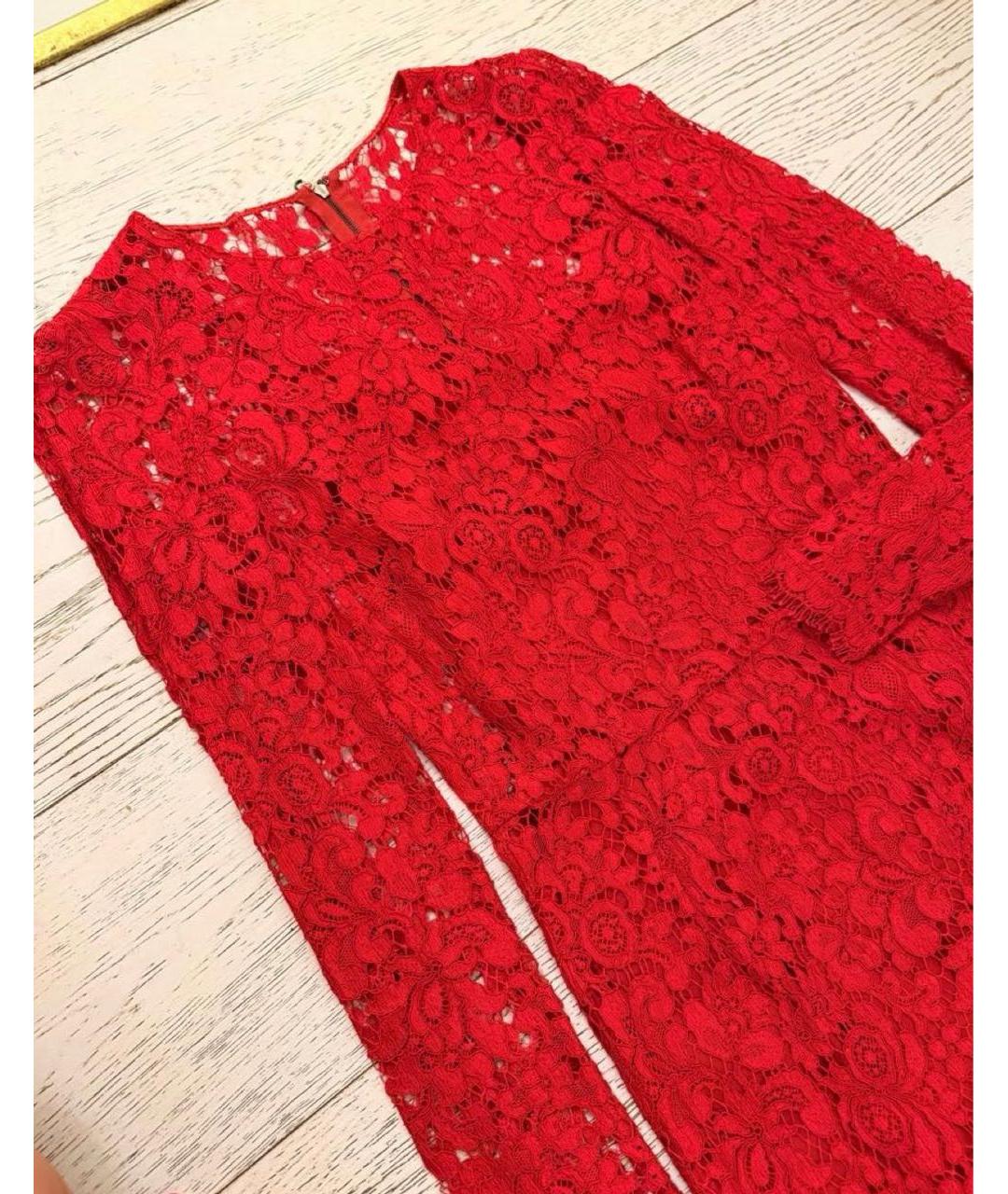 DOLCE&GABBANA Красное кружевное коктейльное платье, фото 3