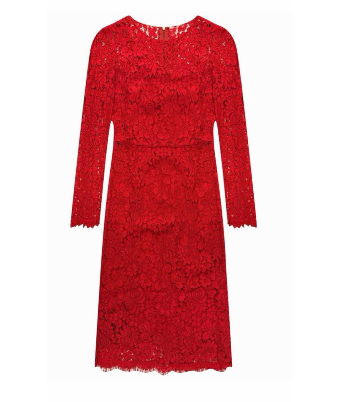 DOLCE&GABBANA Красное кружевное коктейльное платье, фото 9