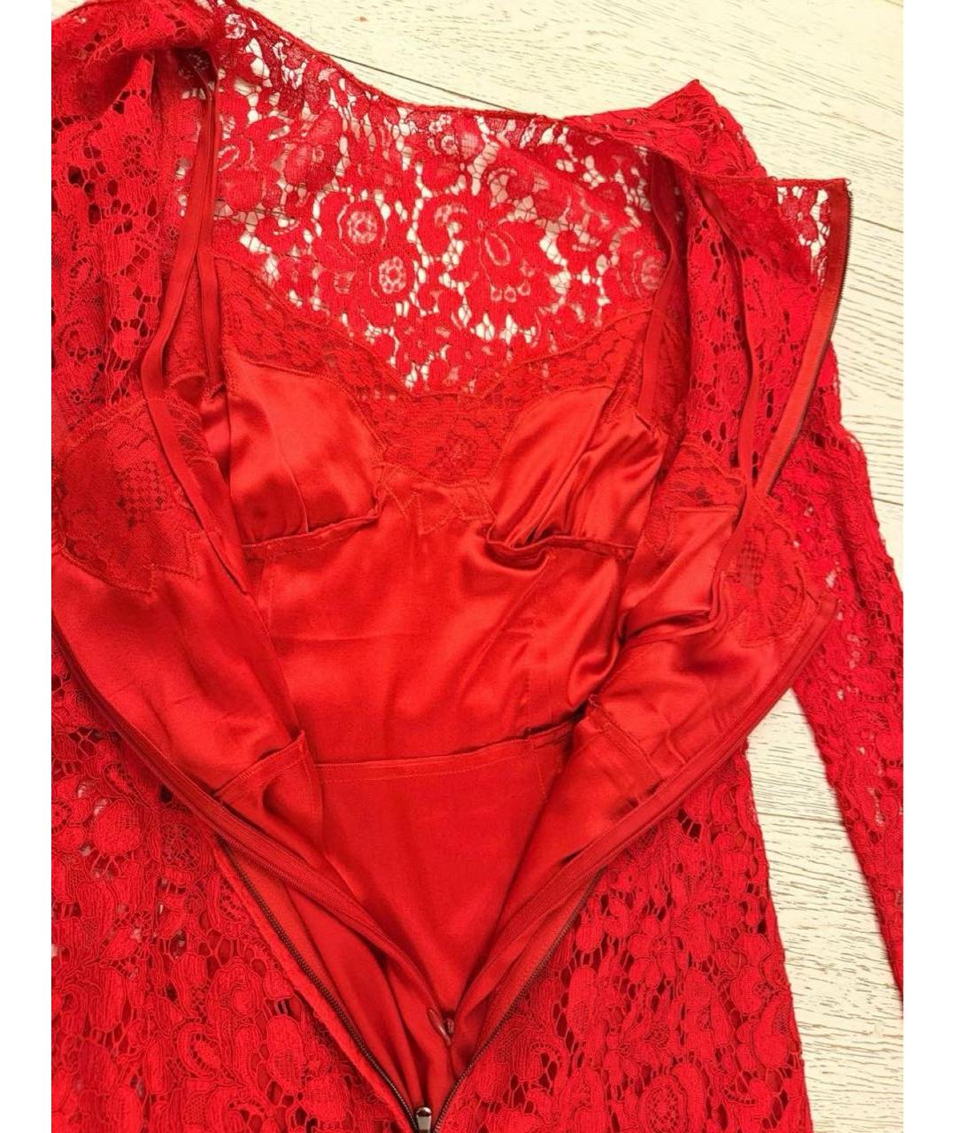 DOLCE&GABBANA Красное кружевное коктейльное платье, фото 8
