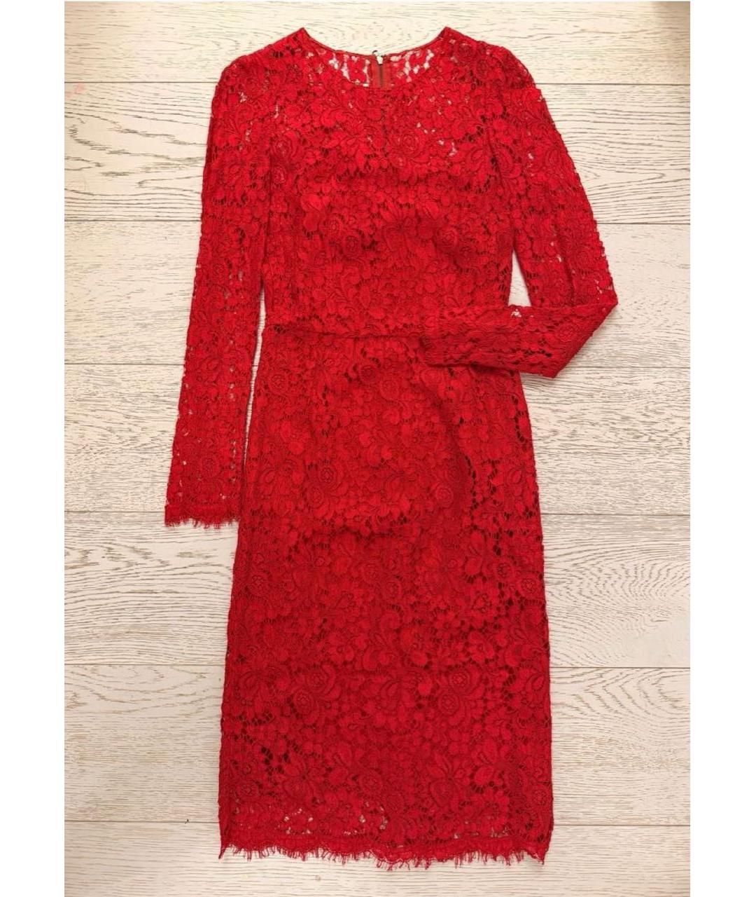 DOLCE&GABBANA Красное кружевное коктейльное платье, фото 7