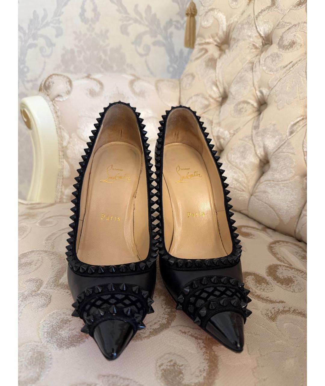 CHRISTIAN LOUBOUTIN Черные кожаные туфли, фото 2