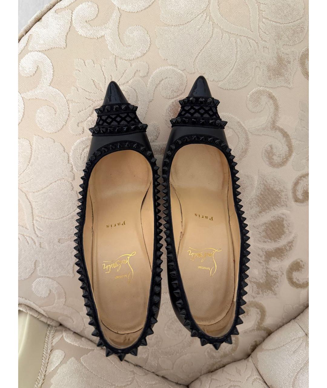 CHRISTIAN LOUBOUTIN Черные кожаные туфли, фото 3