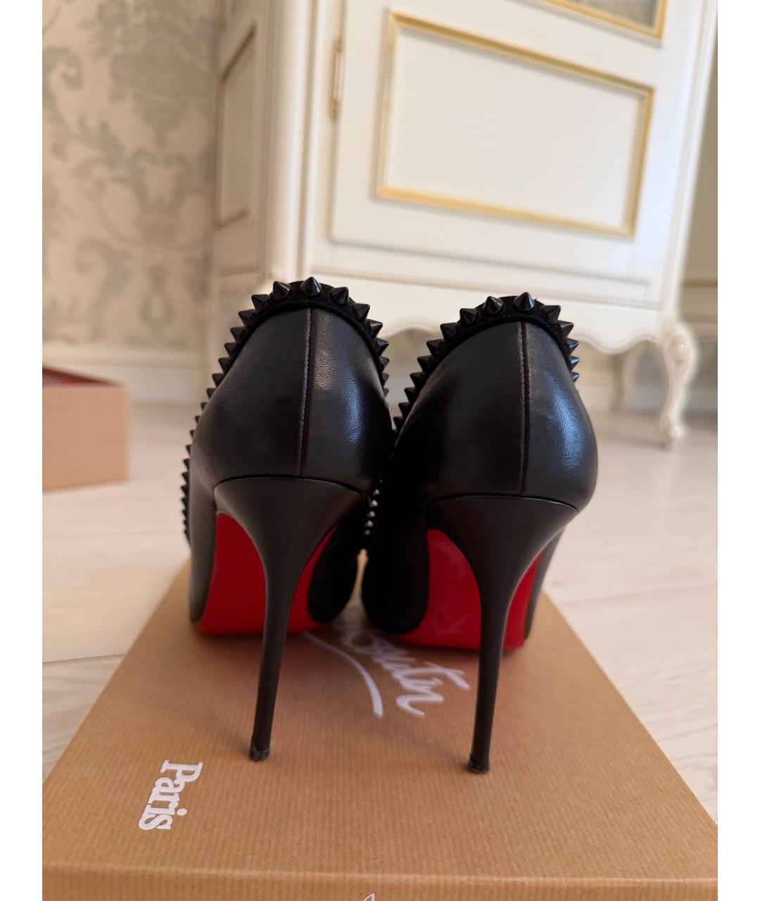 CHRISTIAN LOUBOUTIN Черные кожаные туфли, фото 4