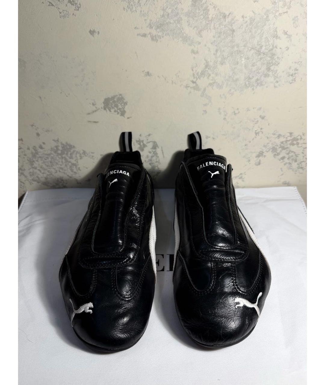 BALENCIAGA Черные кожаные низкие кроссовки / кеды, фото 2