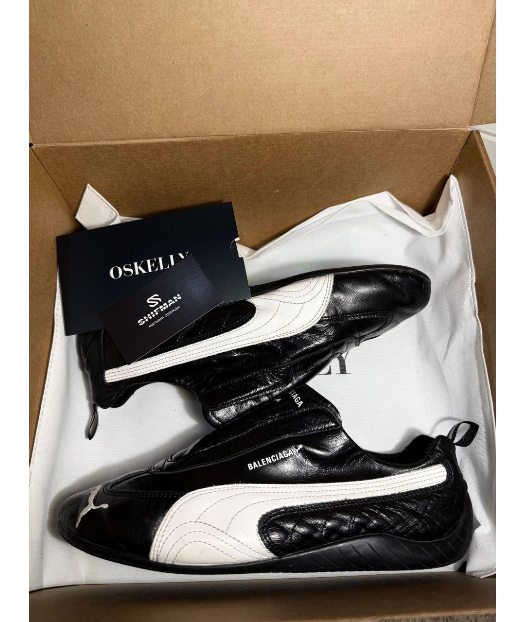 BALENCIAGA Черные кожаные низкие кроссовки / кеды, фото 5