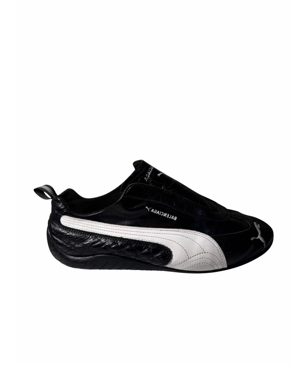 BALENCIAGA Черные кожаные низкие кроссовки / кеды, фото 1