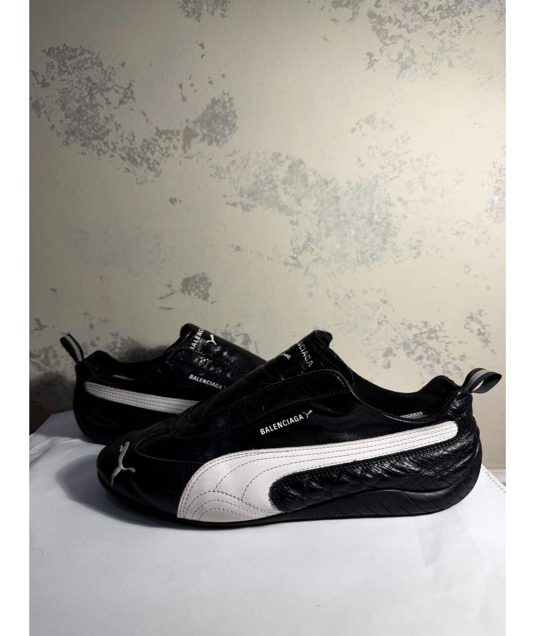 BALENCIAGA Черные кожаные низкие кроссовки / кеды, фото 6