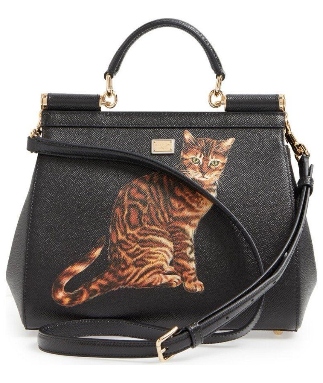 DOLCE&GABBANA Черная кожаная сумка с короткими ручками, фото 3