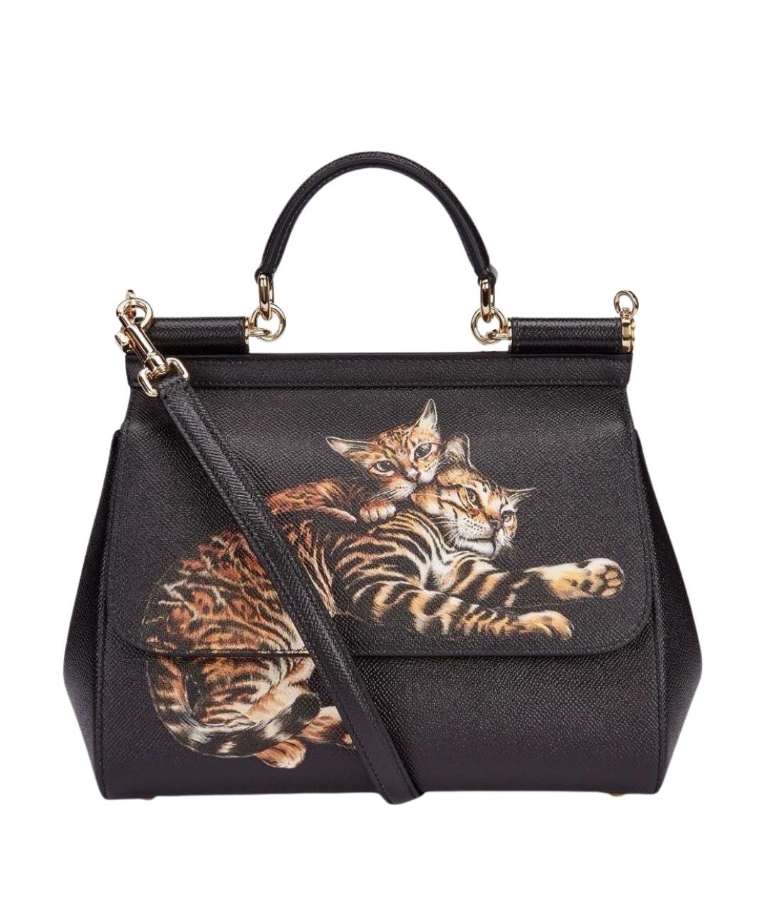 DOLCE&GABBANA Черная кожаная сумка с короткими ручками, фото 1