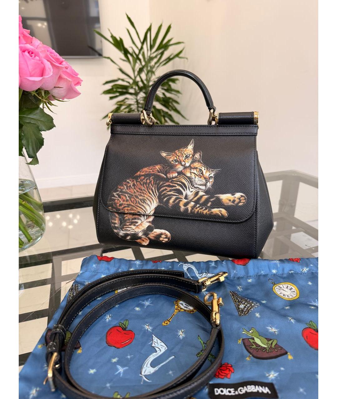 DOLCE&GABBANA Черная кожаная сумка с короткими ручками, фото 4