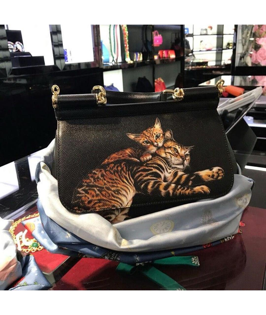 DOLCE&GABBANA Черная кожаная сумка с короткими ручками, фото 2
