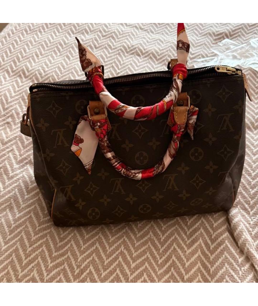 LOUIS VUITTON Коричневая канва сумка с короткими ручками, фото 5