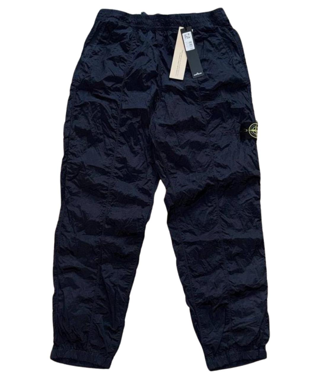STONE ISLAND Темно-синие полиамидовые повседневные брюки, фото 1