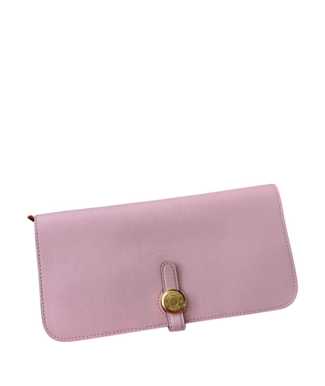HERMES Розовый кожаный кошелек, фото 1