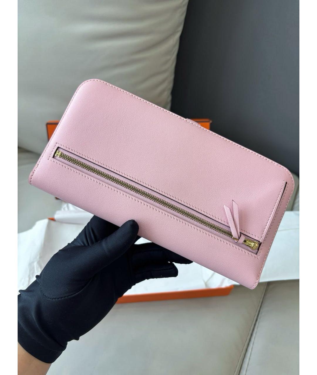 HERMES Розовый кожаный кошелек, фото 4